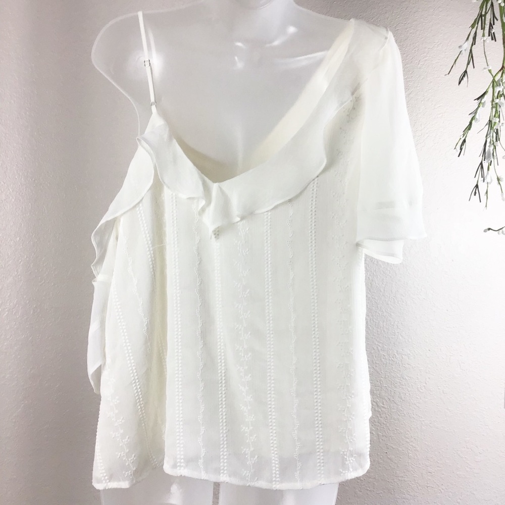 1.State | Ruffle One Shoulder Embroidered Top - Picture 5 of 8